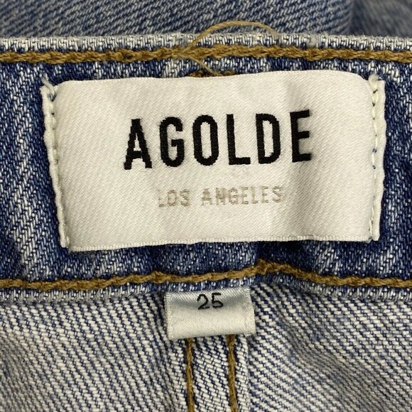 NEW AGOLDE Riley Long High Rise Straight Jeans • Size 25 • Quiver Distressed - Picture 5 of 11